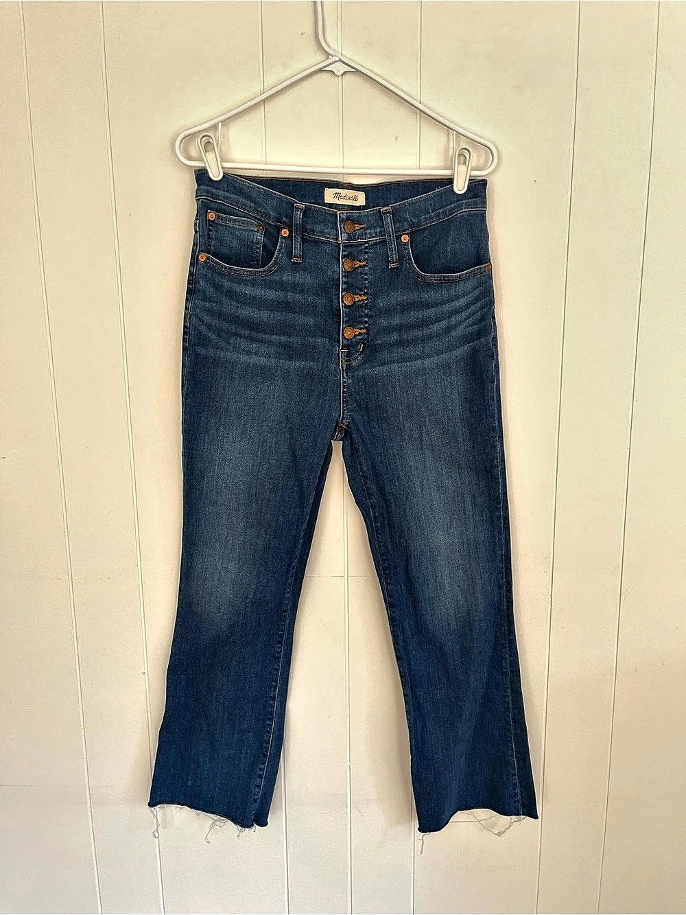 EUC Madewell The Cali Demi-Boot Cut Jean —Button-Front Edition, Blue, Waist 29